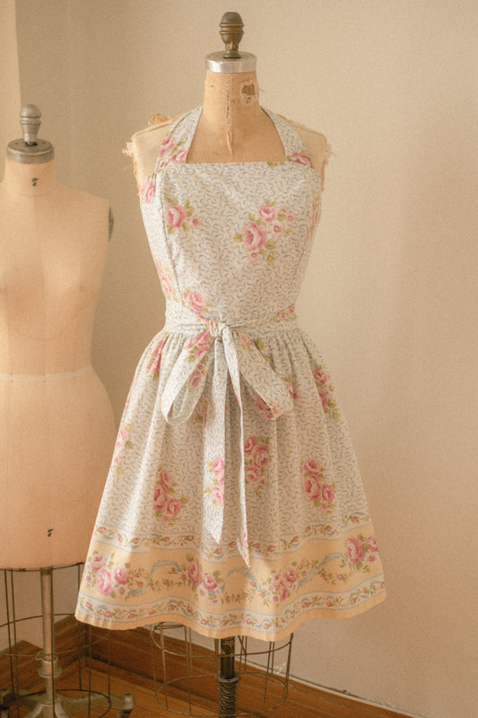 Handmade vintage apron set - ribbon