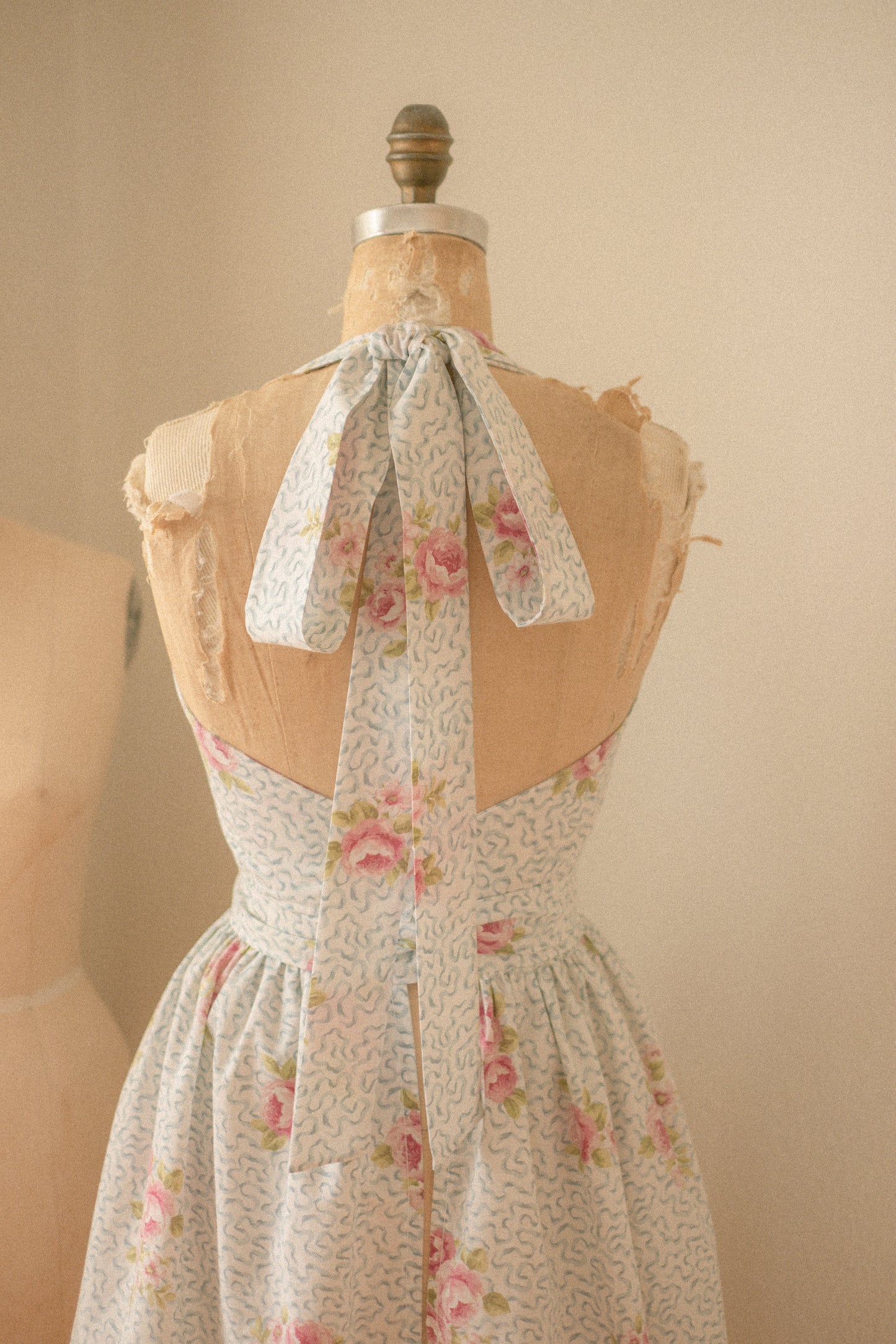 Handmade vintage apron set - ribbon