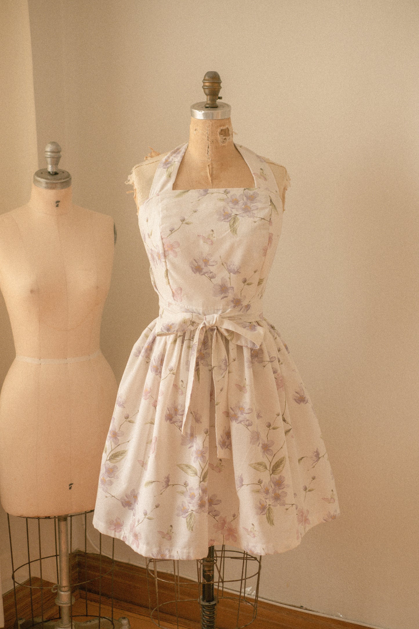 Handmade vintage apron set - violet meadow