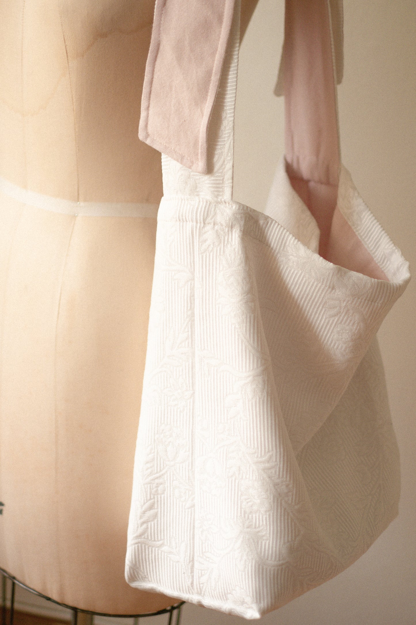 NEW♡ Handmade Ribbon slouchy tote bag - pinky promise