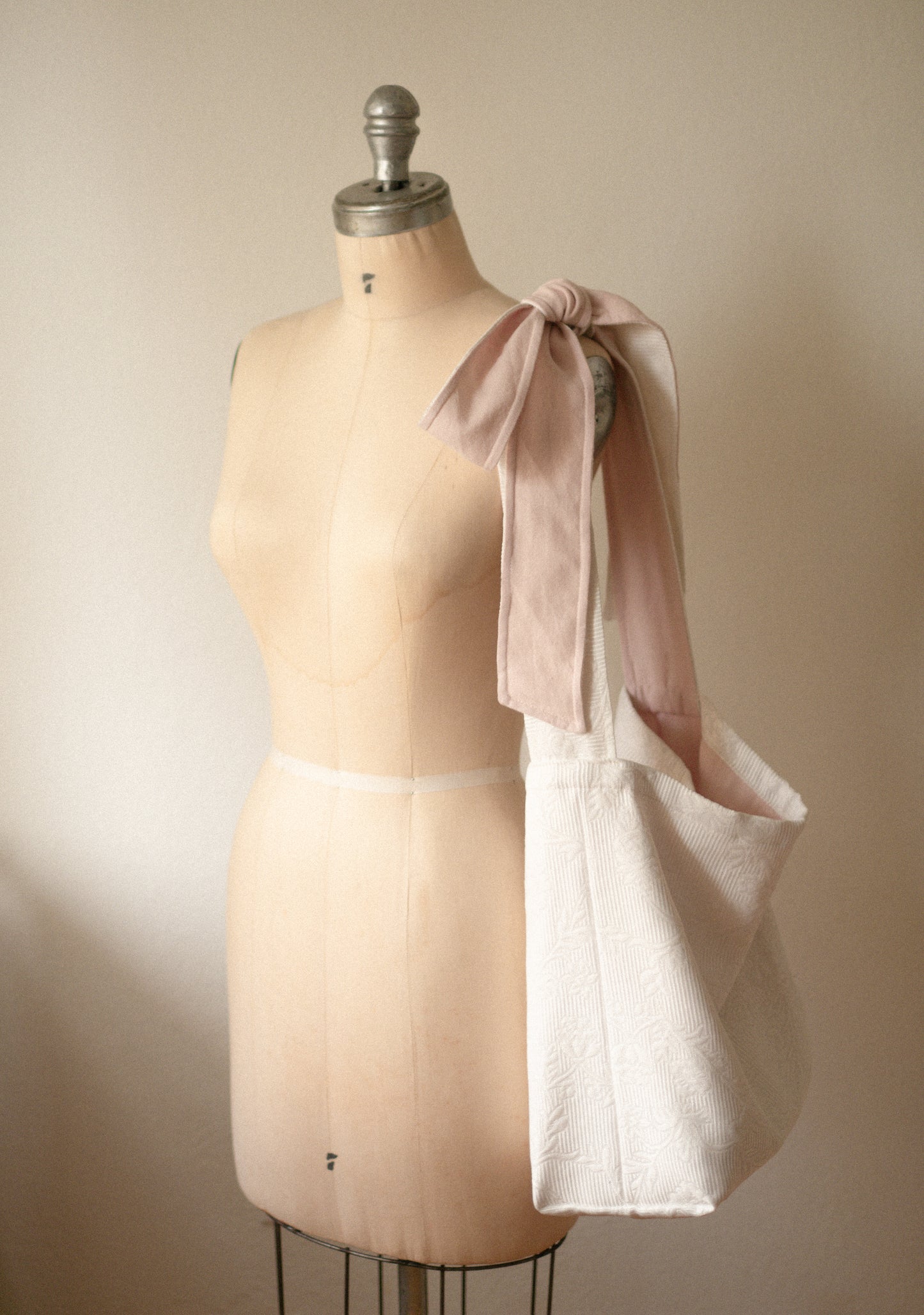 NEW♡ Handmade Ribbon slouchy tote bag - pinky promise