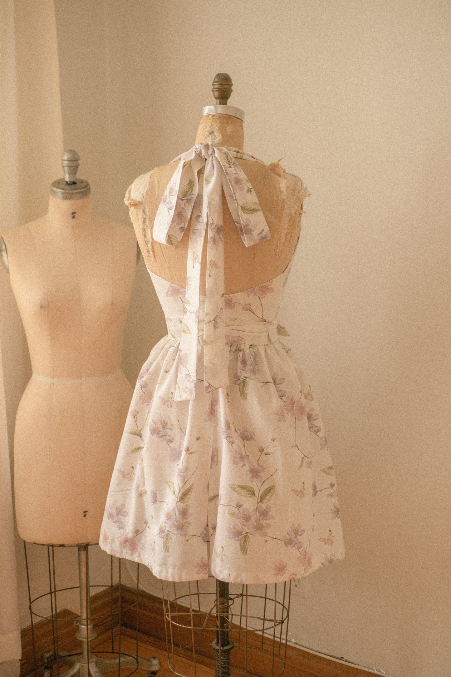 Handmade vintage apron set - violet meadow