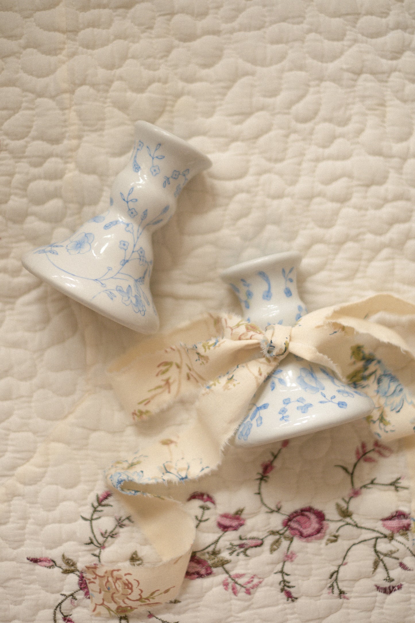 Vintage paisley ceramic candle holders - set of two ♡