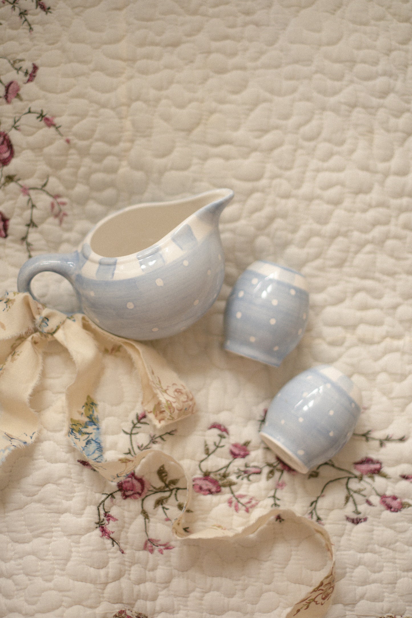 Vintage light blue dotted set - Sugar & spice