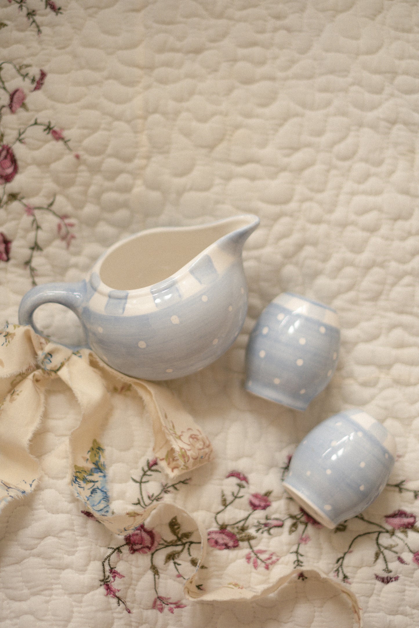 Vintage light blue dotted set - Sugar & spice