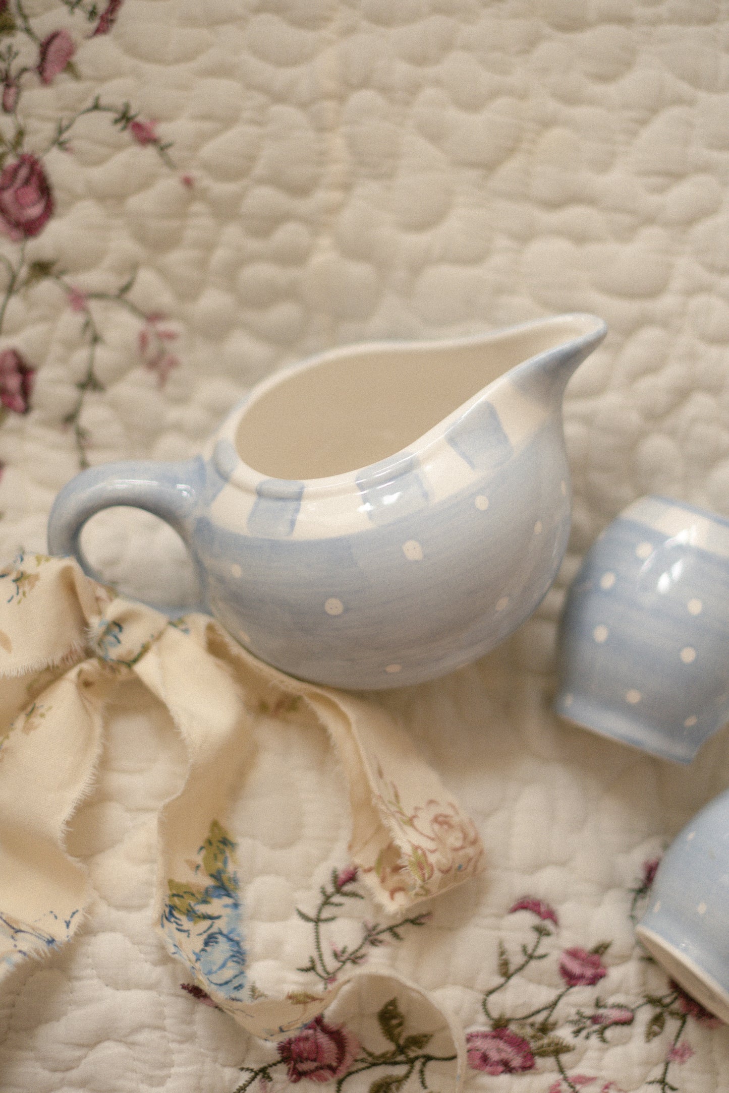 Vintage light blue dotted set - Sugar & spice