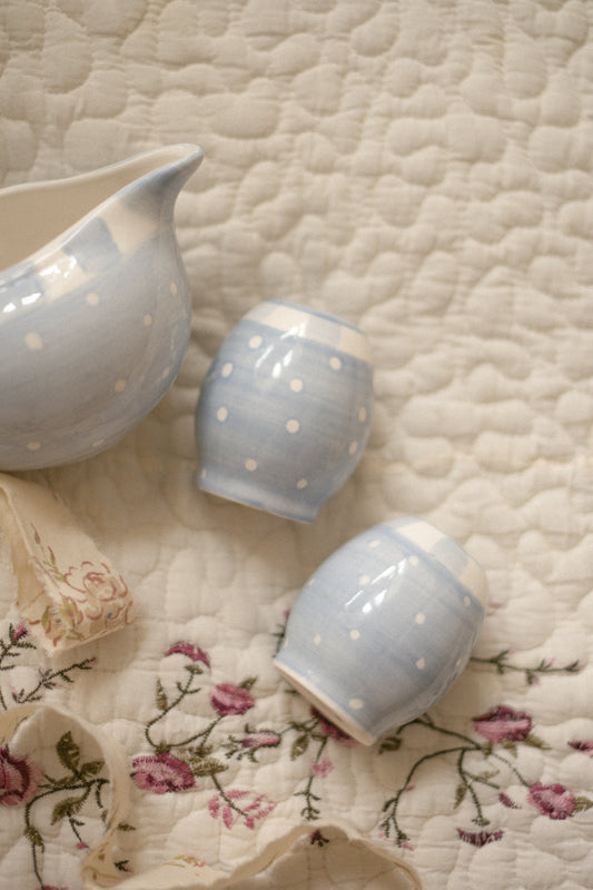 Vintage light blue dotted set - Sugar & spice