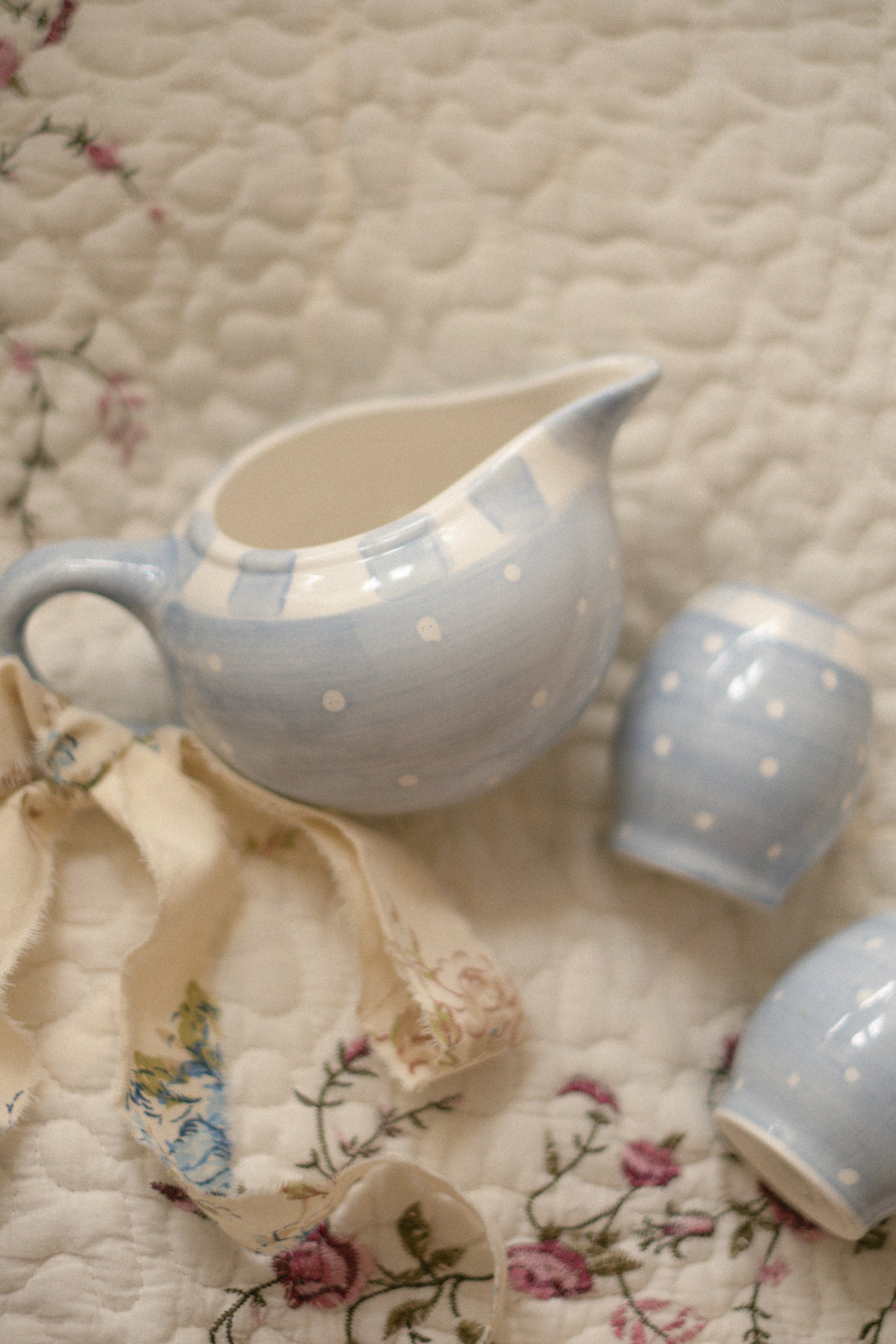 Vintage light blue dotted set - Sugar & spice