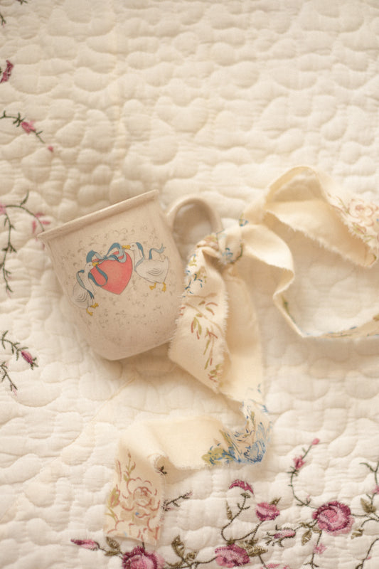 Vintage ceramic heart goose mug ♡