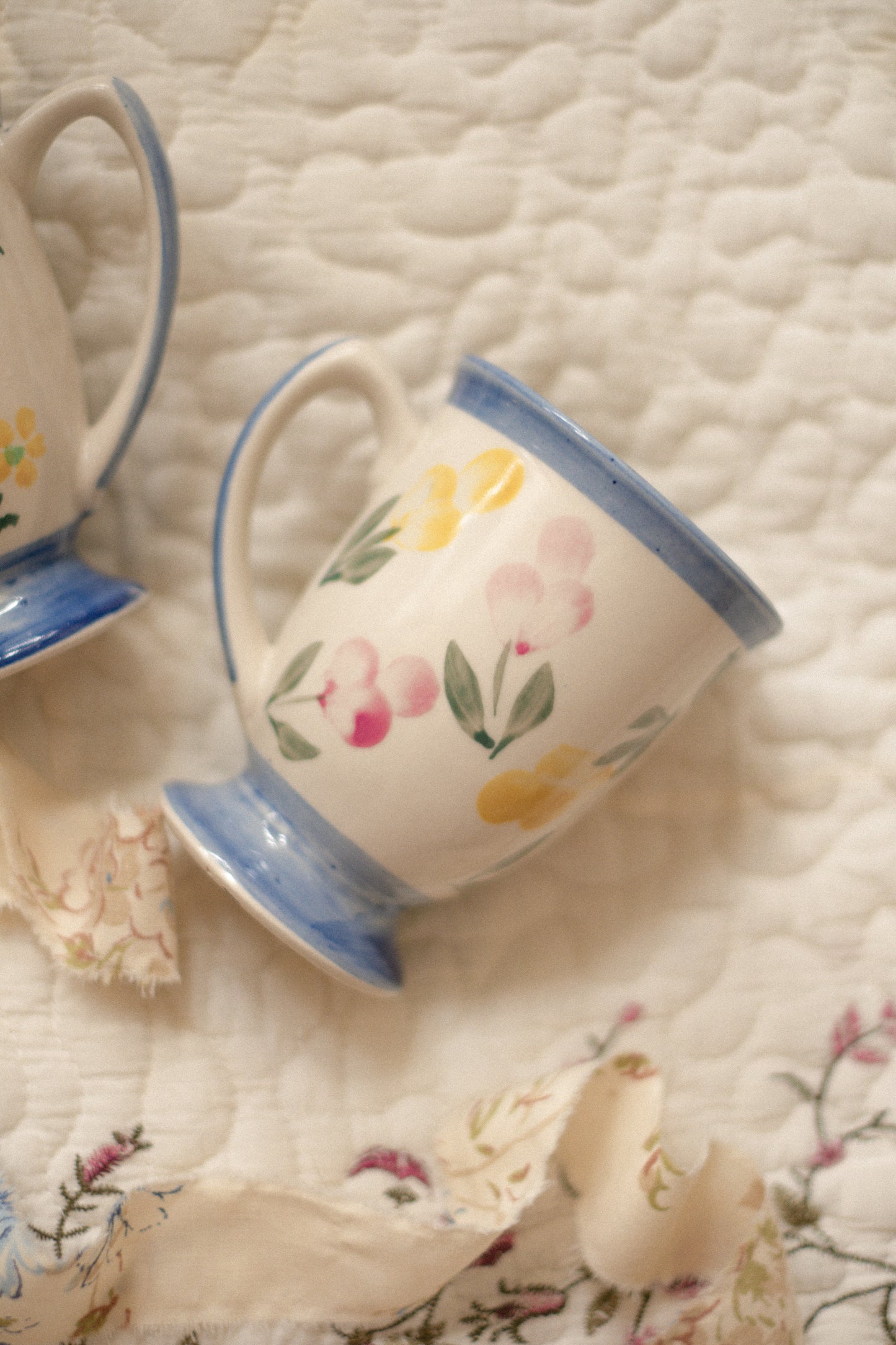 Vintage ceramic floral mugs - set of two