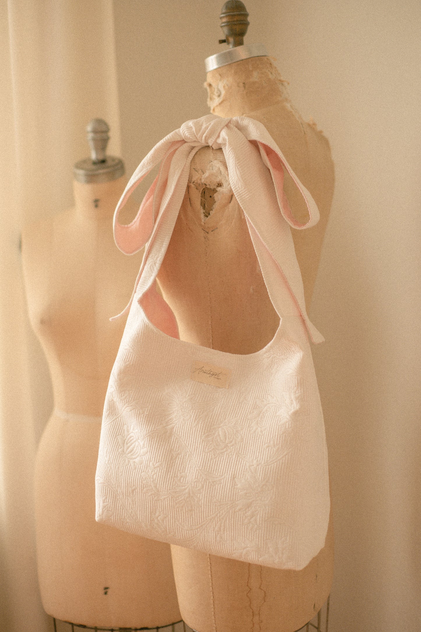 Handmade Ribbon reversible tote - rosie
