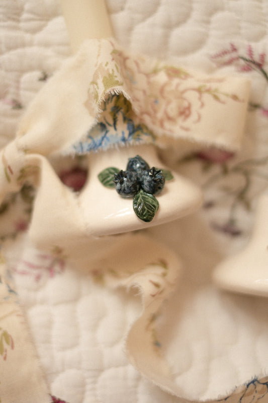 Vintage handmade blueberry candlesticks ♡ set of two