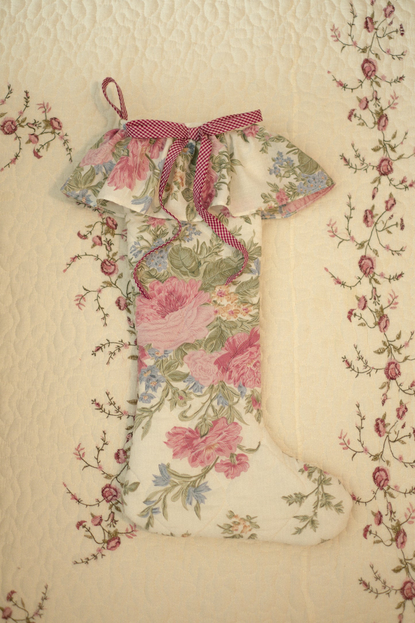 Handmade vintage holiday stocking - Sugarplum