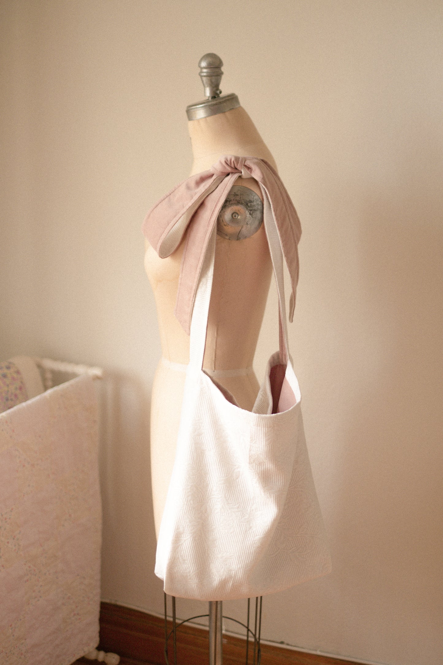 NEW♡ Handmade Ribbon slouchy tote bag - Pinky swear
