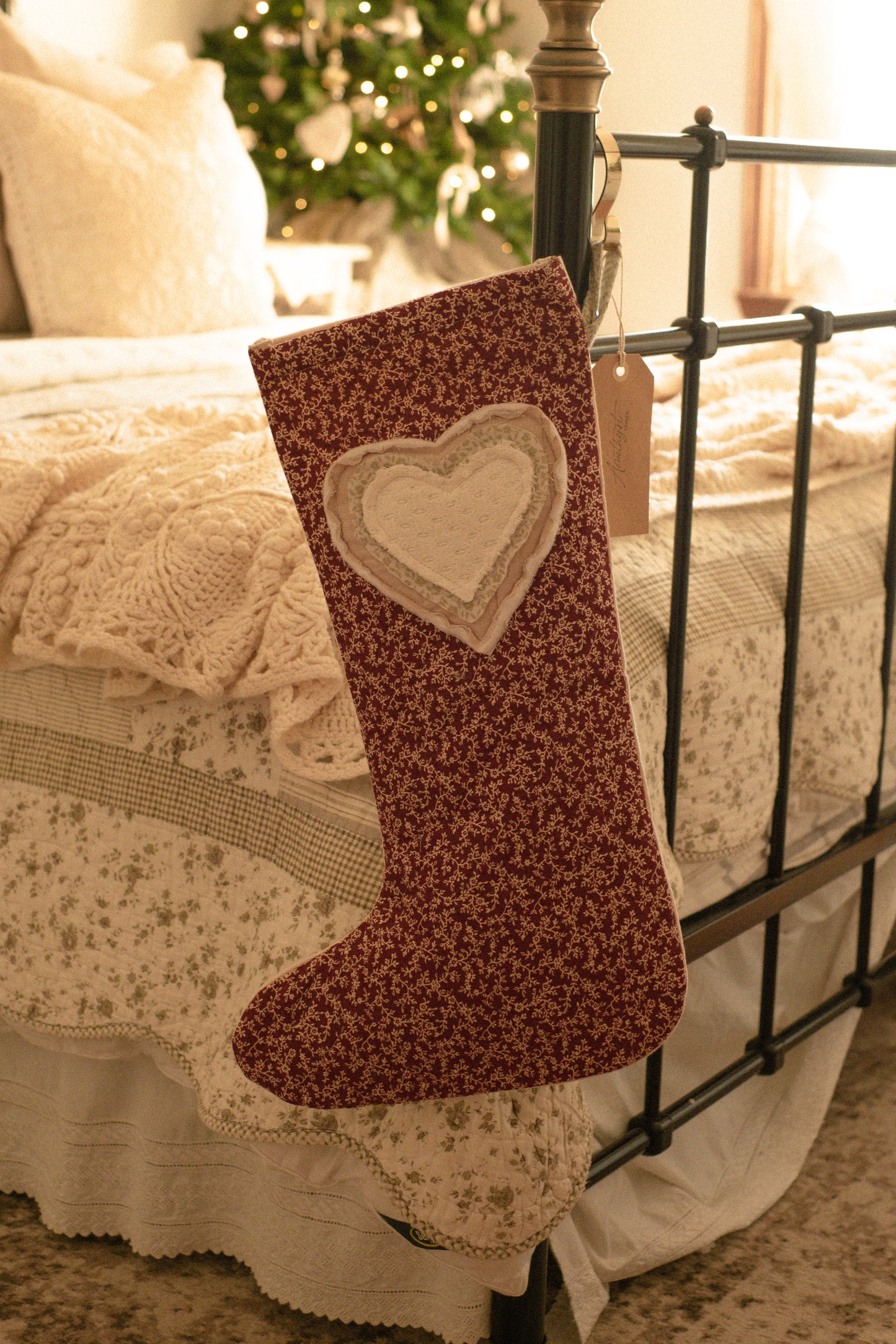 Handmade vintage holiday stocking - old christmas