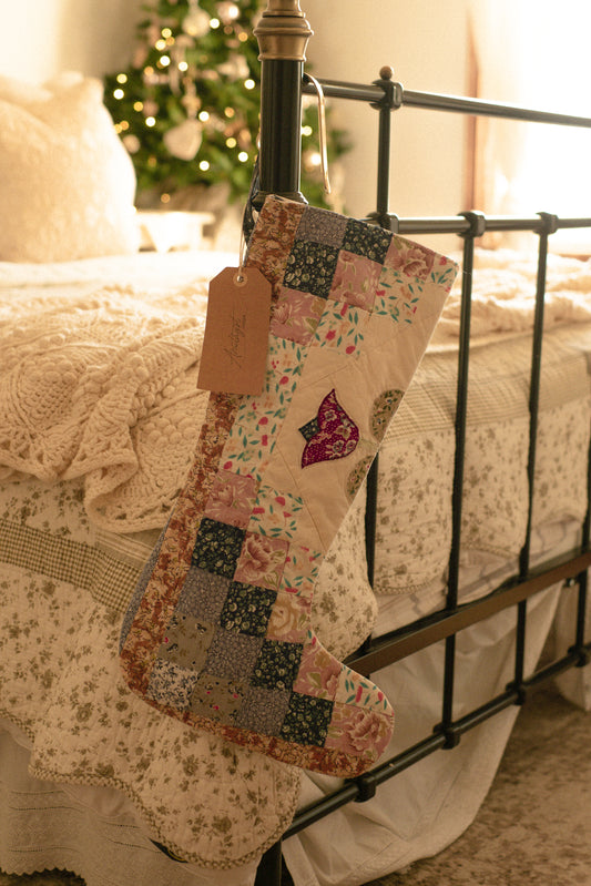 Handmade vintage holiday stocking - noel