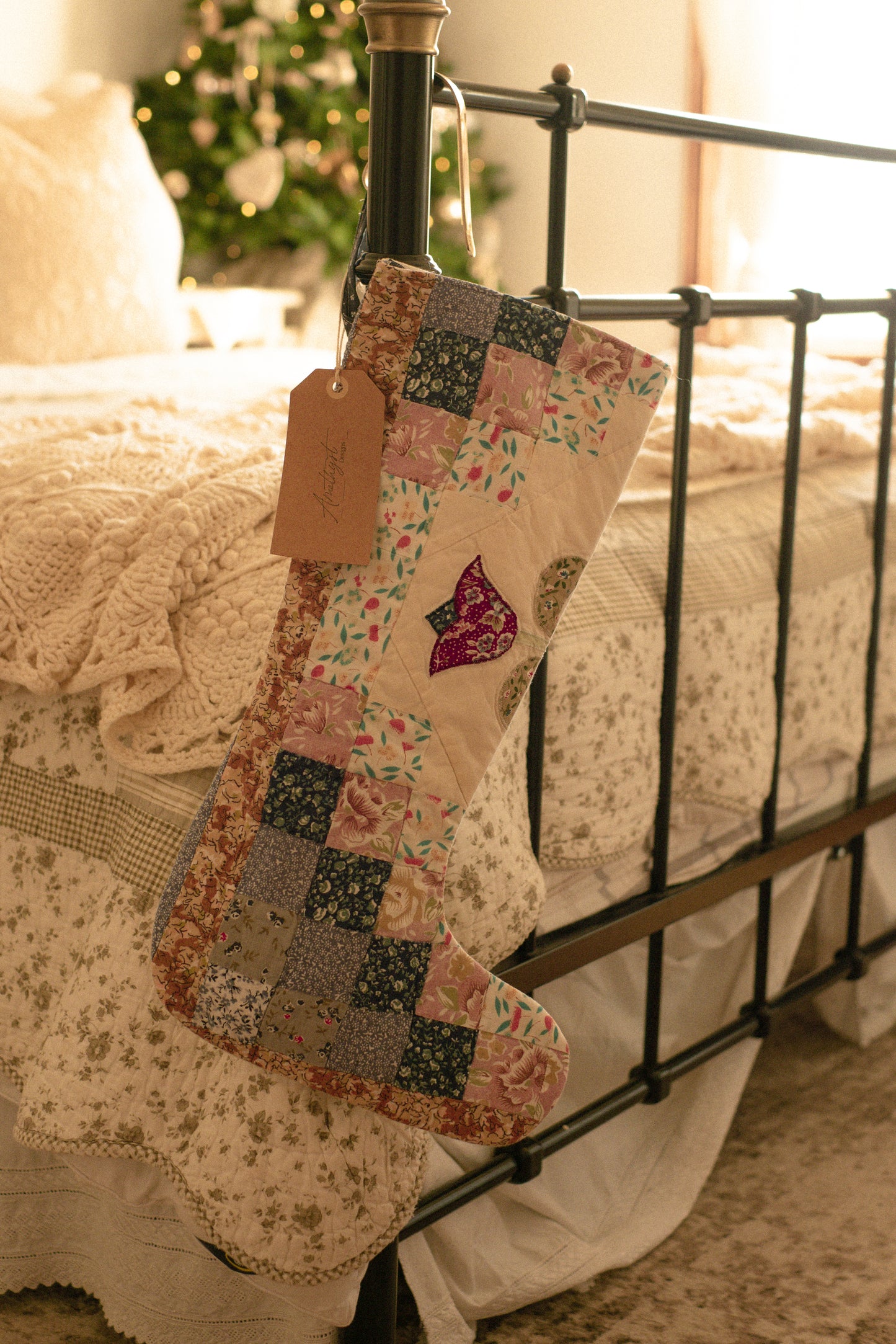 Handmade vintage holiday stocking - noel