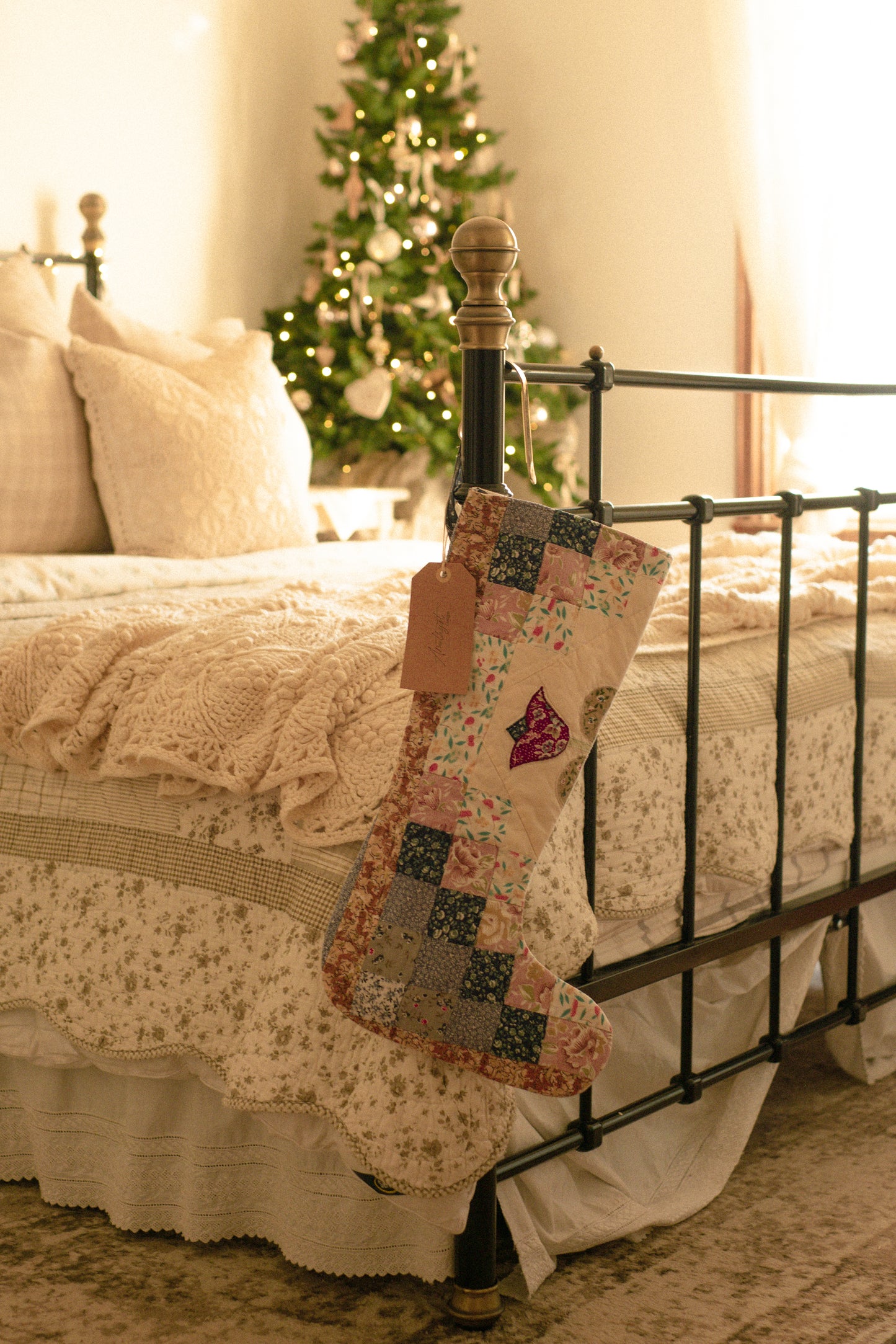 Handmade vintage holiday stocking - noel