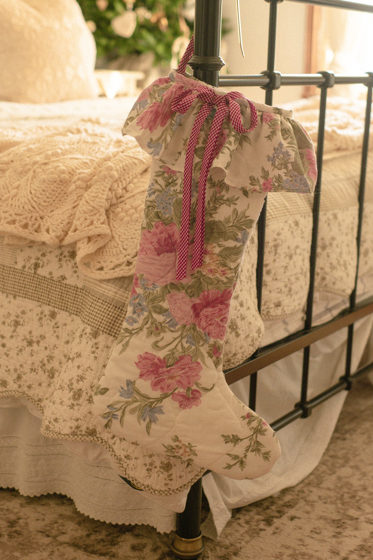 Handmade vintage holiday stocking - Sugarplum