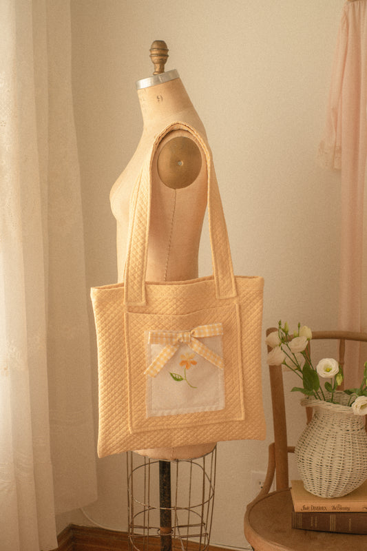 Handmade embroidered large book bag - picnic blanket