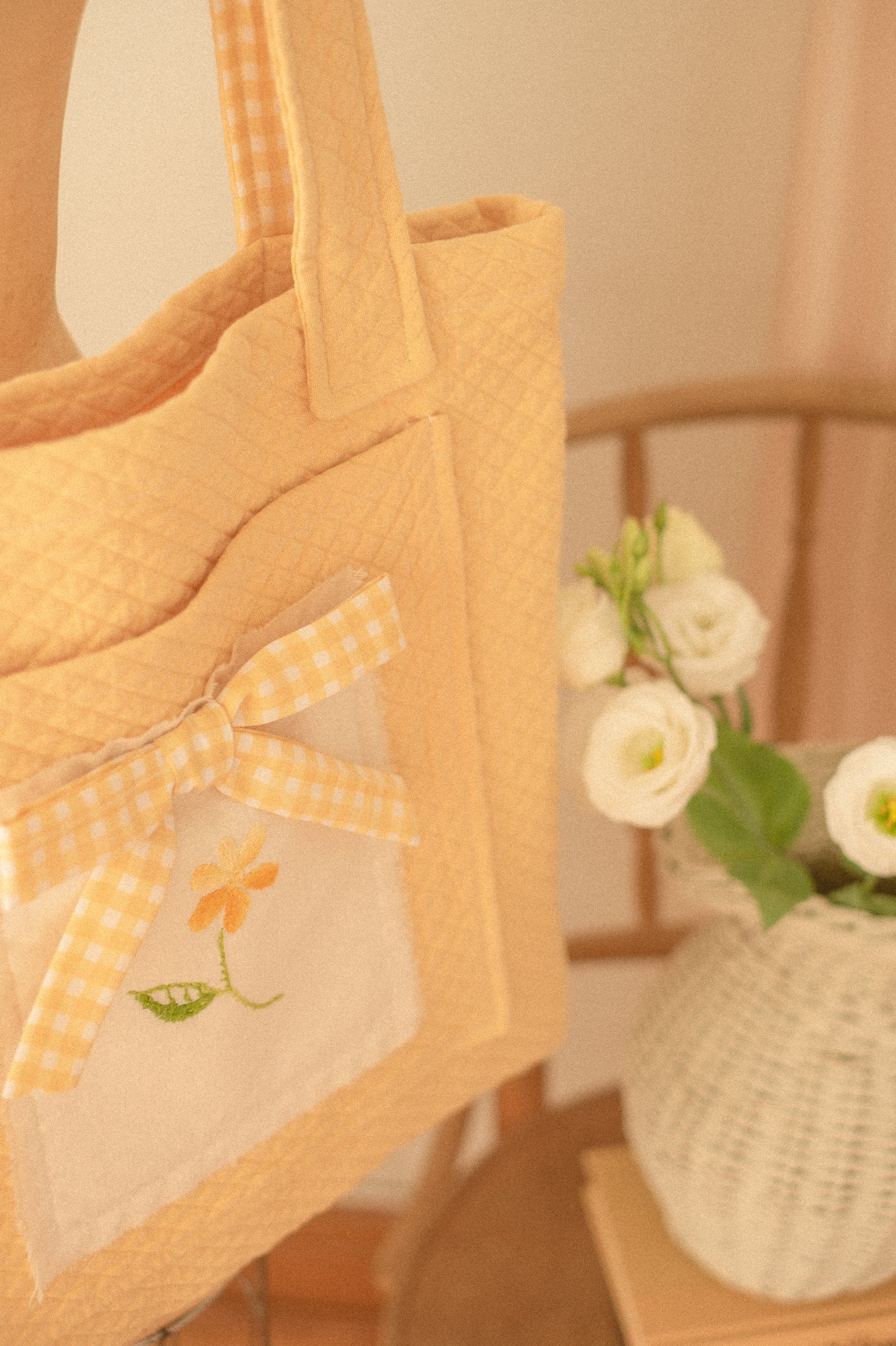 Handmade embroidered large book bag - picnic blanket