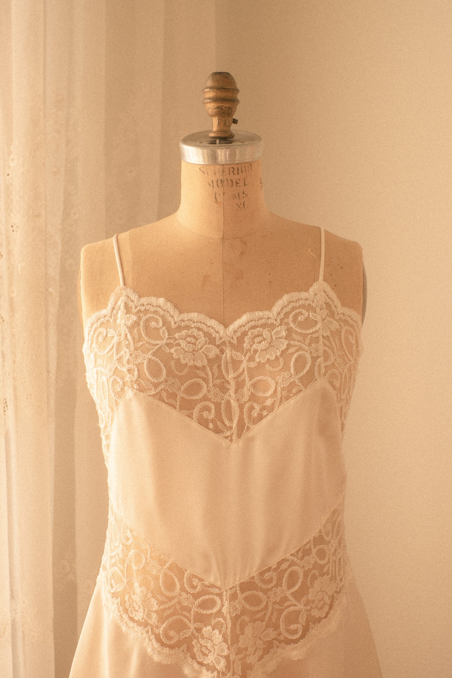 Vintage satin lace cut out nighty