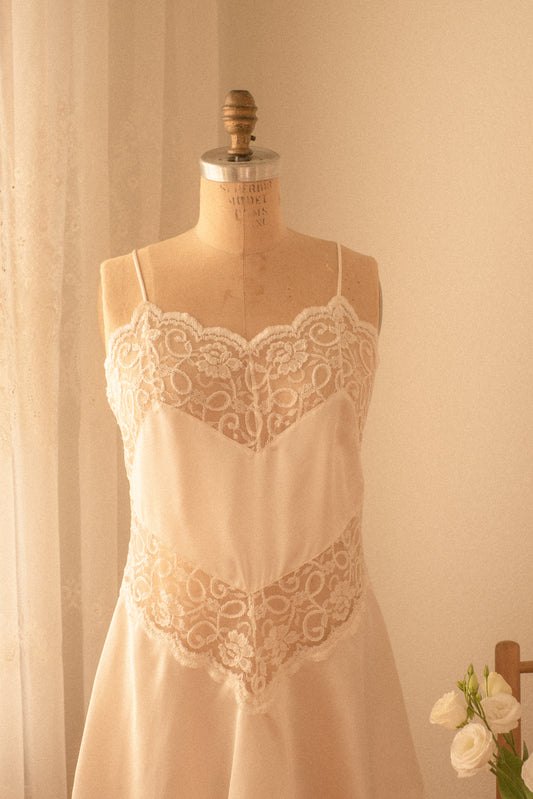 Vintage satin lace cut out nighty