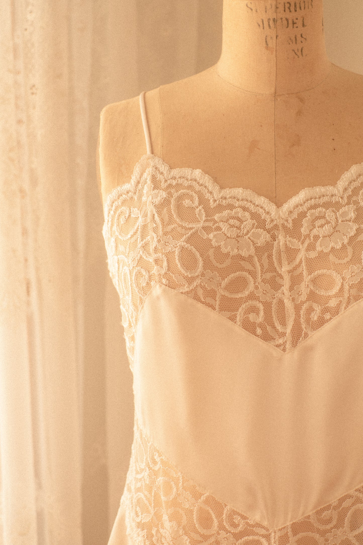 Vintage satin lace cut out nighty