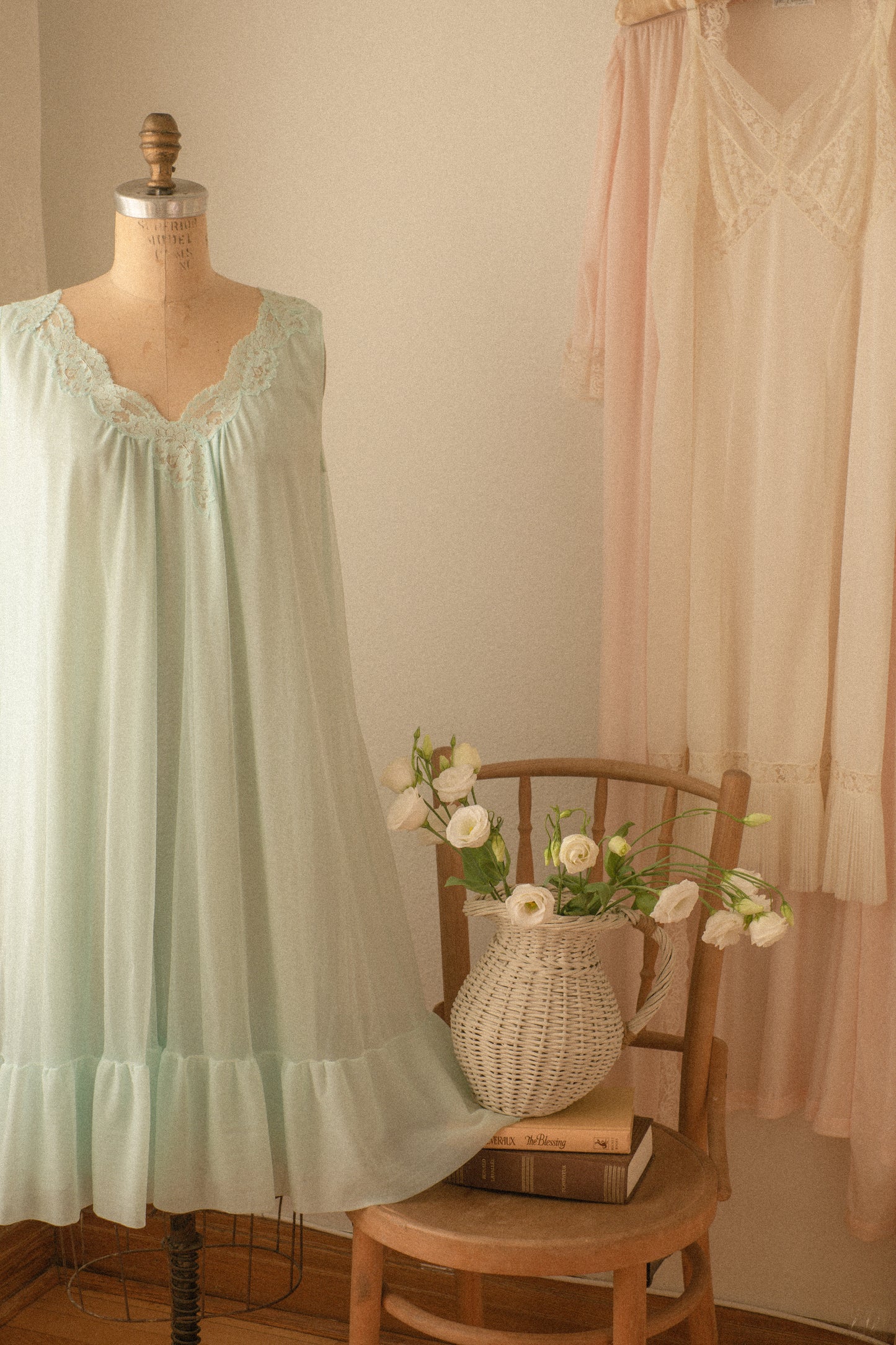 Vintage sheer blue lace nighty