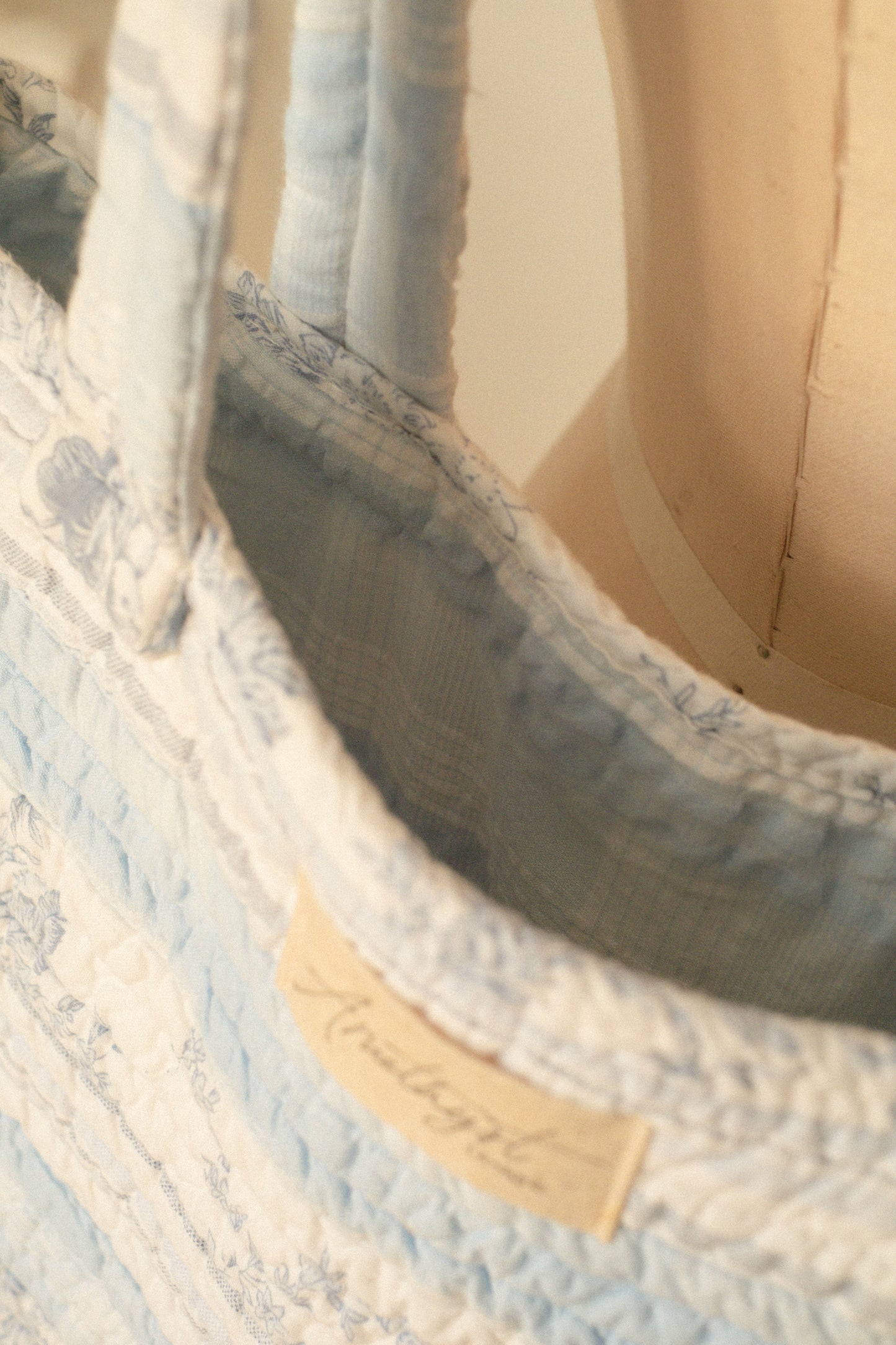 Handmade quilted mini tote bag - Cloud