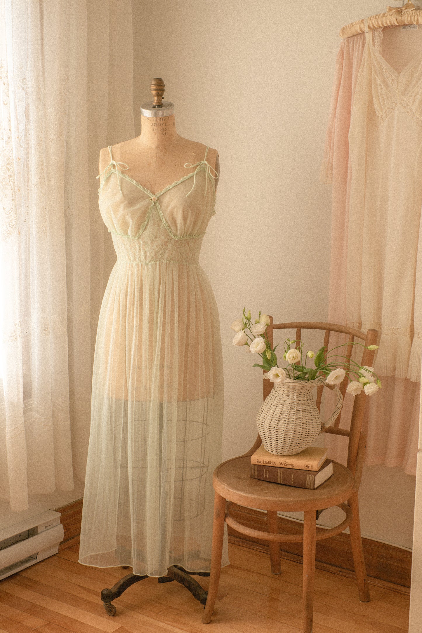Vintage romantic sheer lace lingerie dress