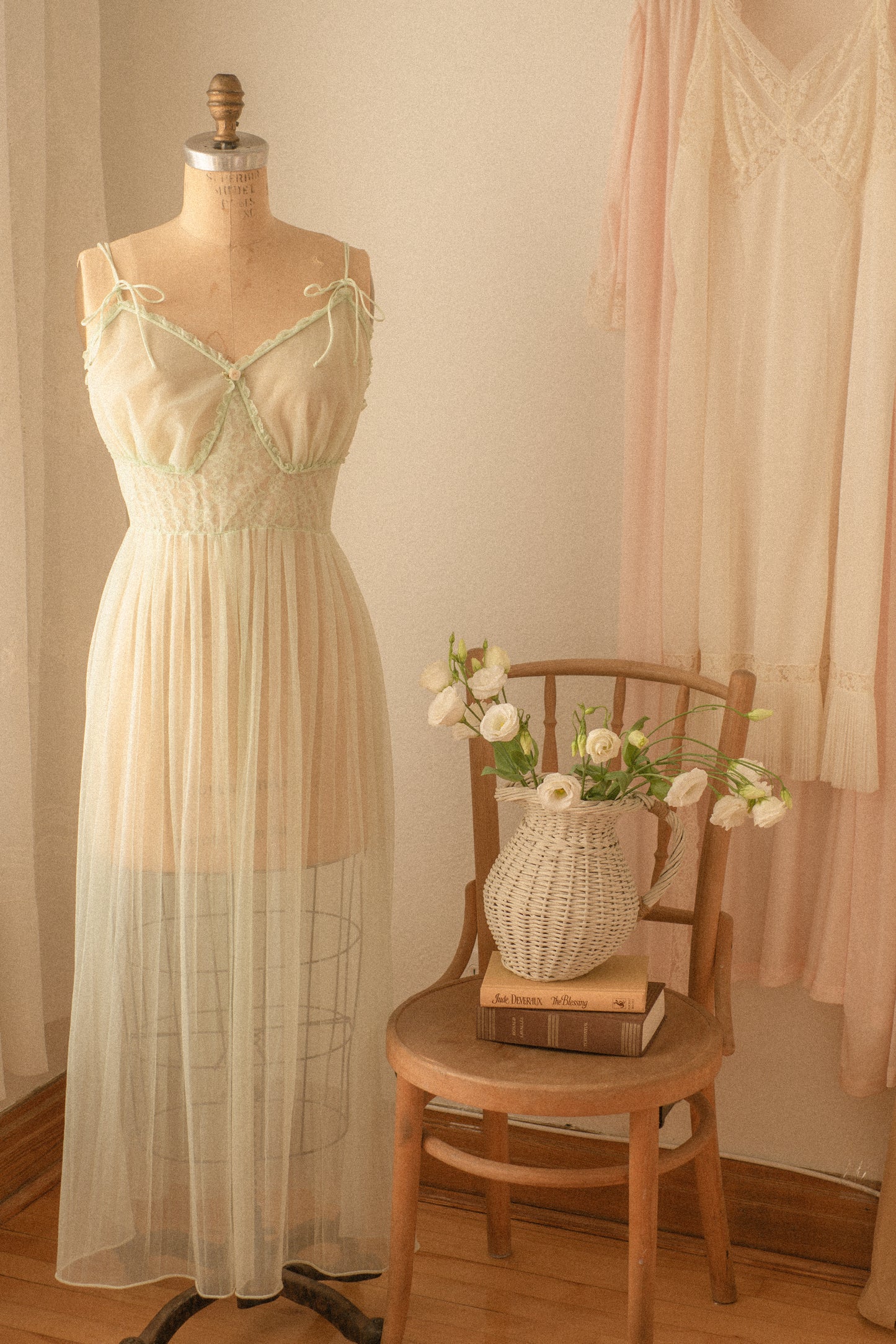 Vintage romantic sheer lace lingerie dress
