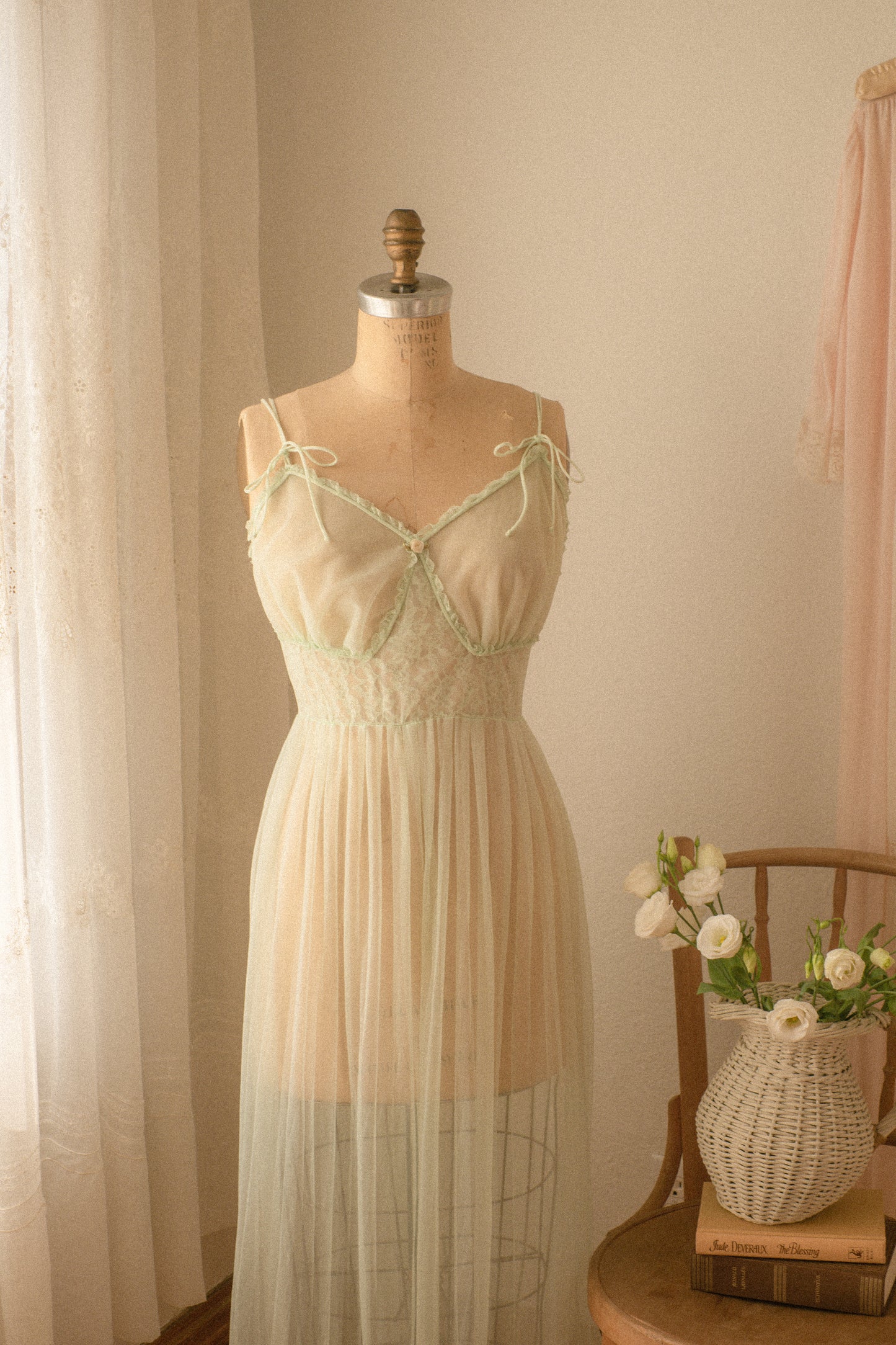 Vintage romantic sheer lace lingerie dress