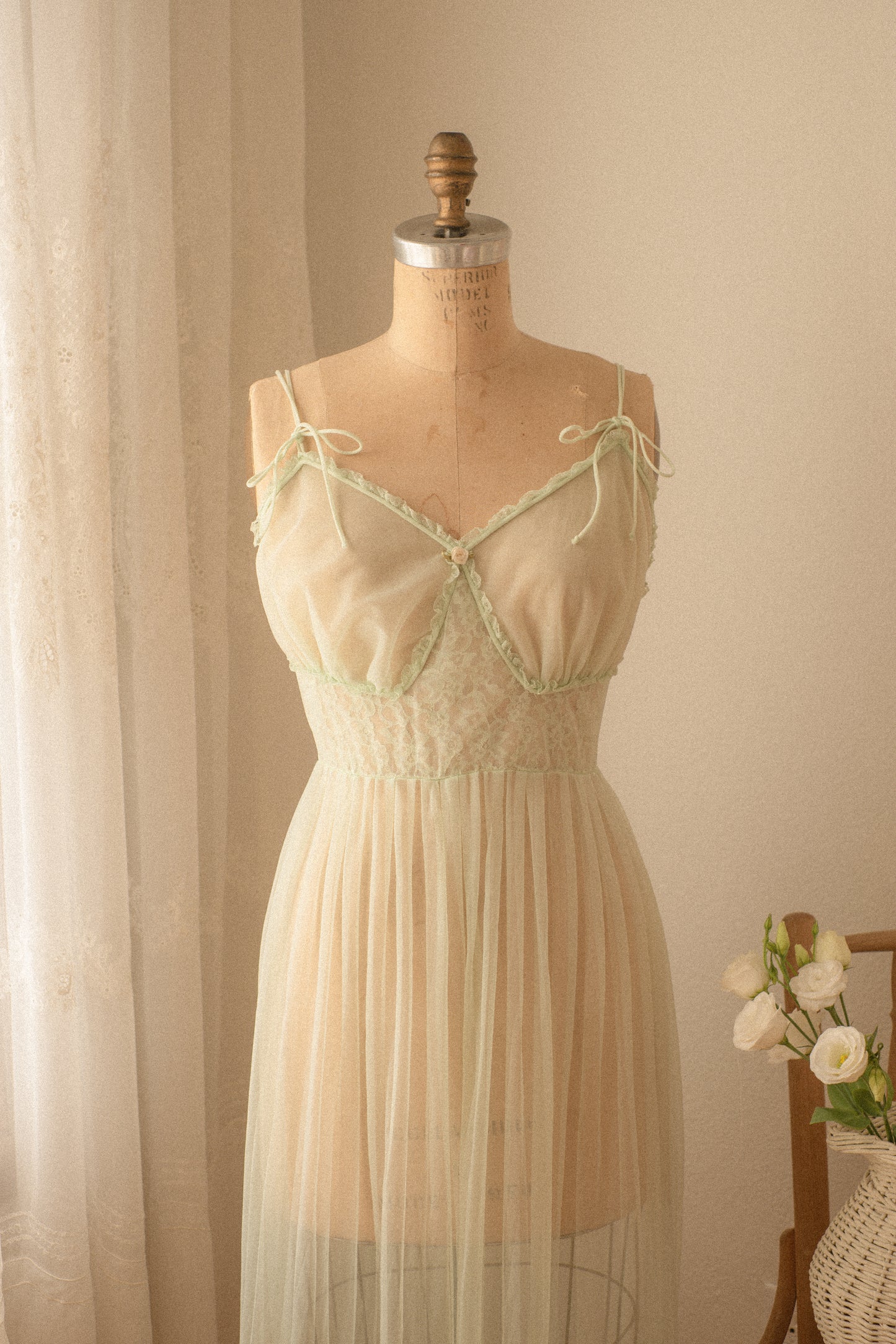 Vintage romantic sheer lace lingerie dress