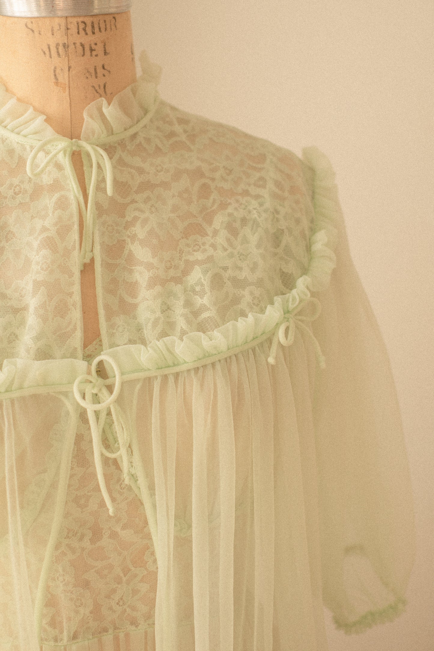 Vintage romantic sheer lace lingerie duster