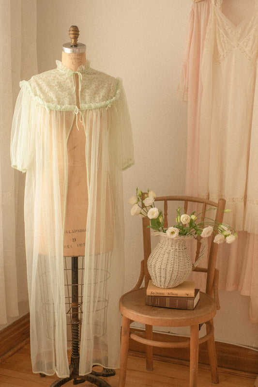 Vintage romantic sheer lace lingerie duster