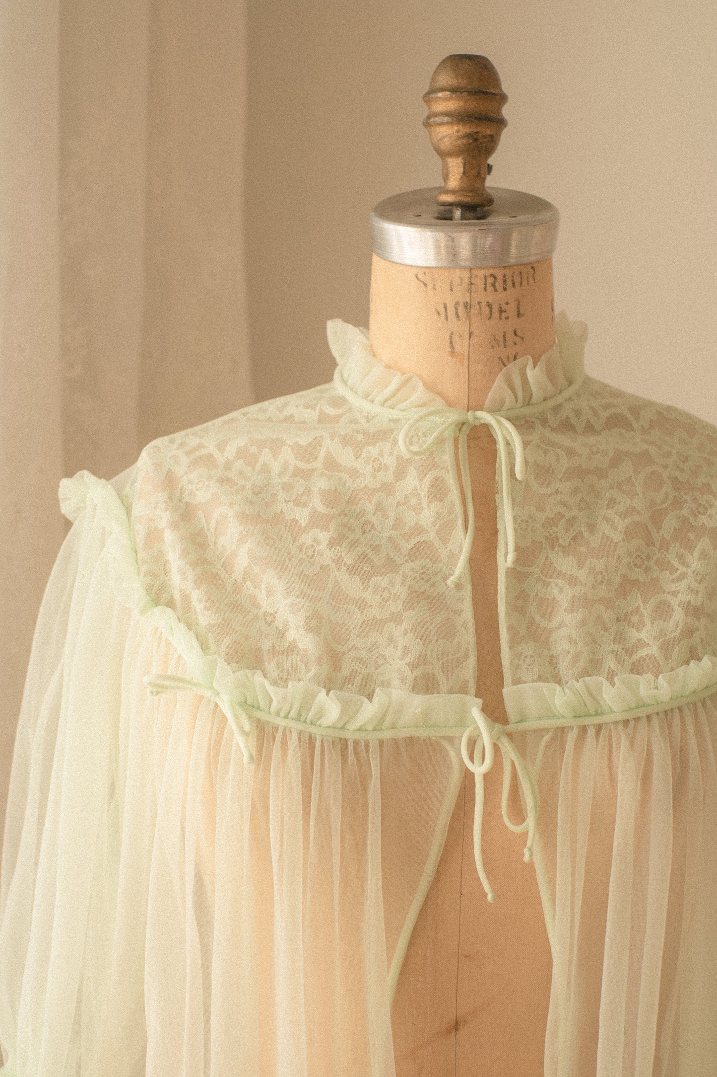 Vintage romantic sheer lace lingerie duster