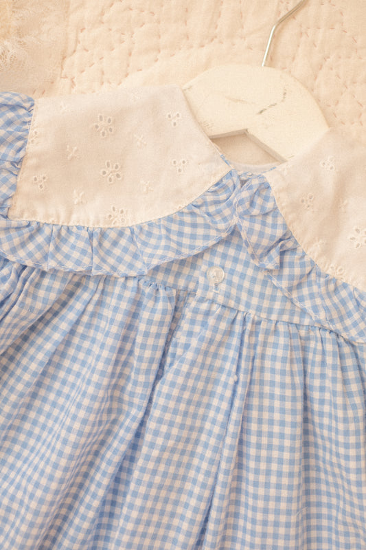 Vintage baby girl ruffled gingham dress