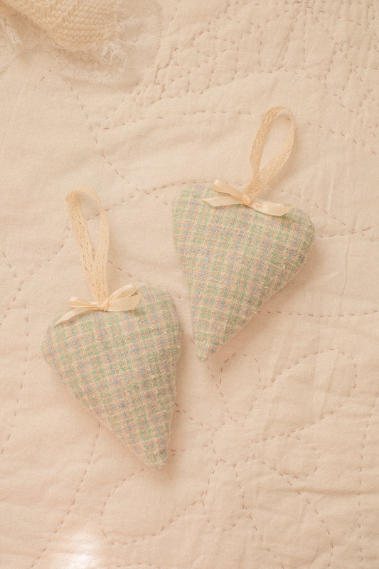 Handmade quilted heart shaped ornaments ♡