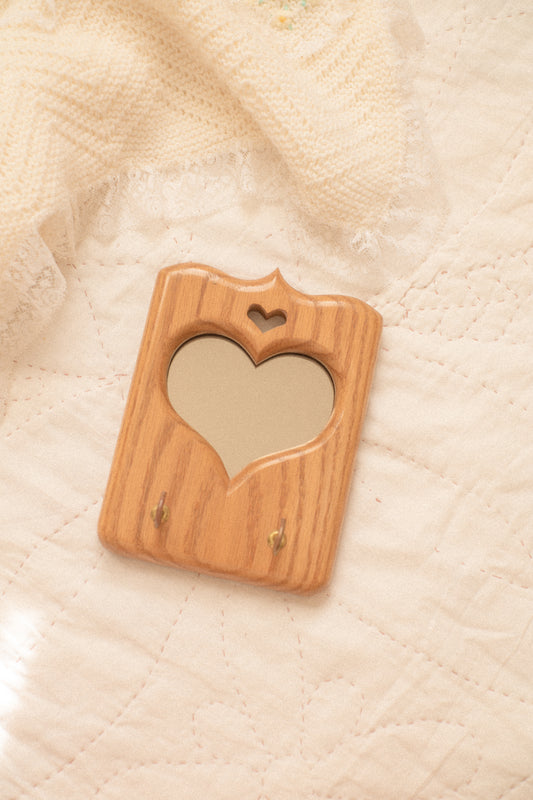 Vintage wooden heart mirror wall hanging