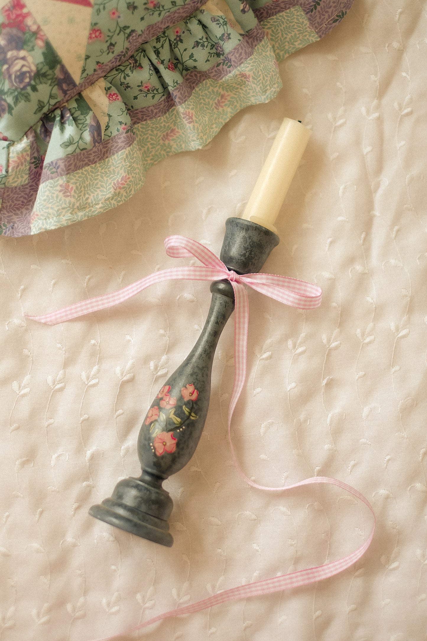 Vintage hand-painted tapered candlestick♡
