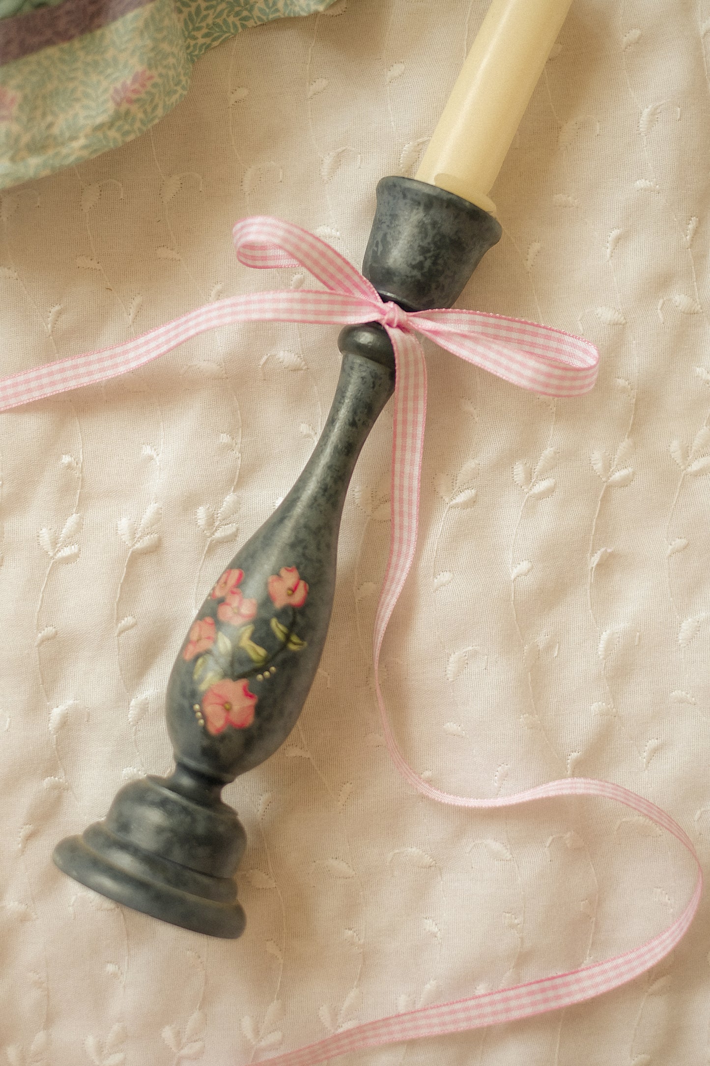Vintage hand-painted tapered candlestick♡