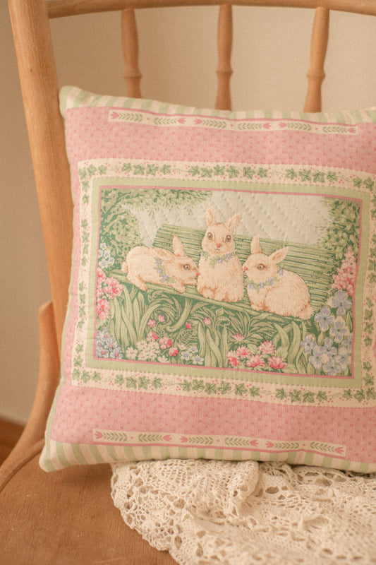 Handmade spring bunny quilted pillow 🐰