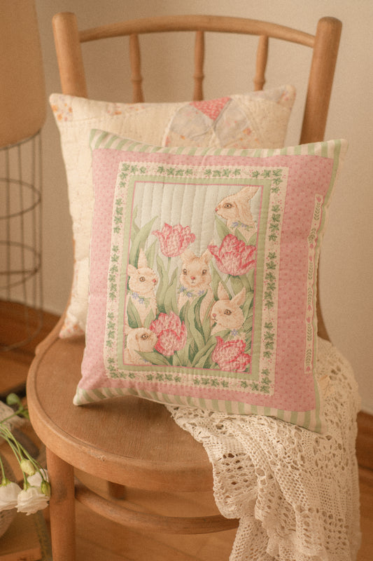 Handmade spring bunny quilted pillow 🐇