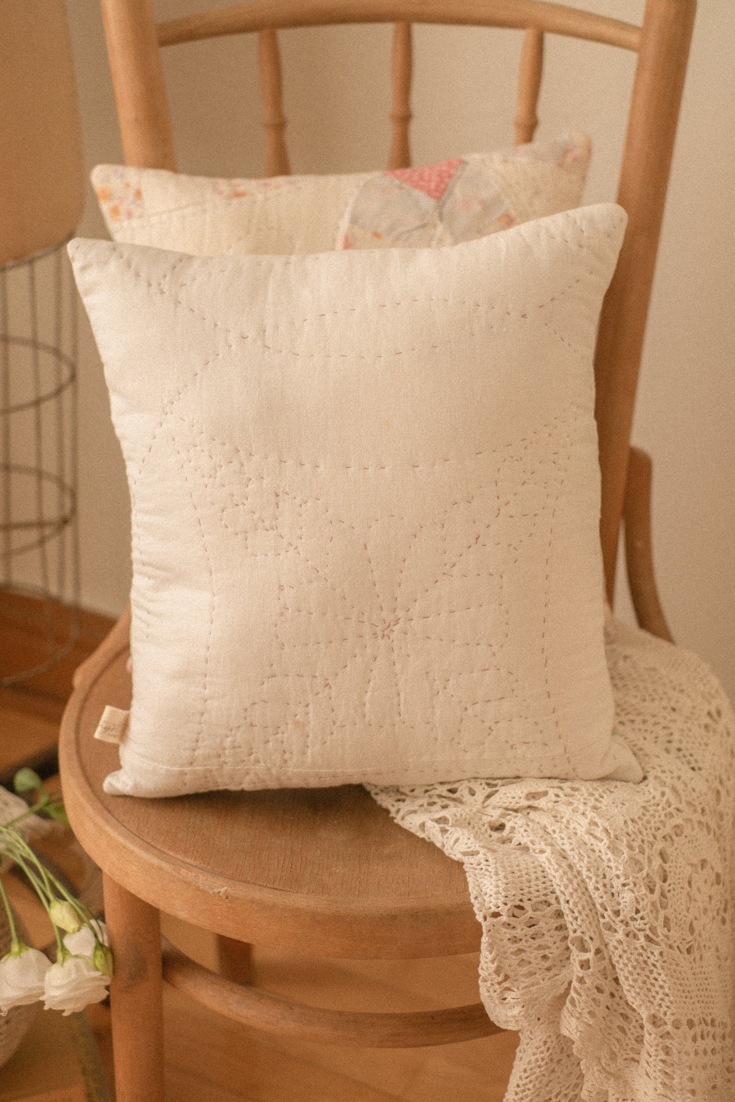Handmade spring bunny quilted pillow 🐇