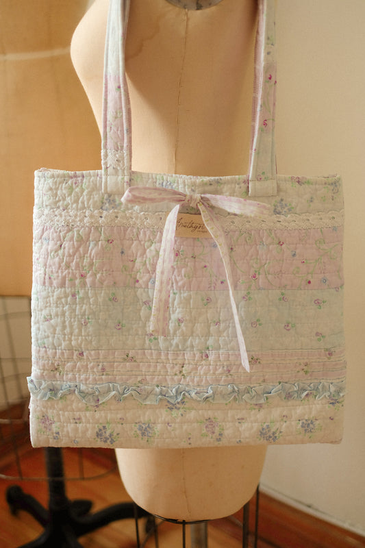 Handmade quilted mini tote bag - Coquette♡