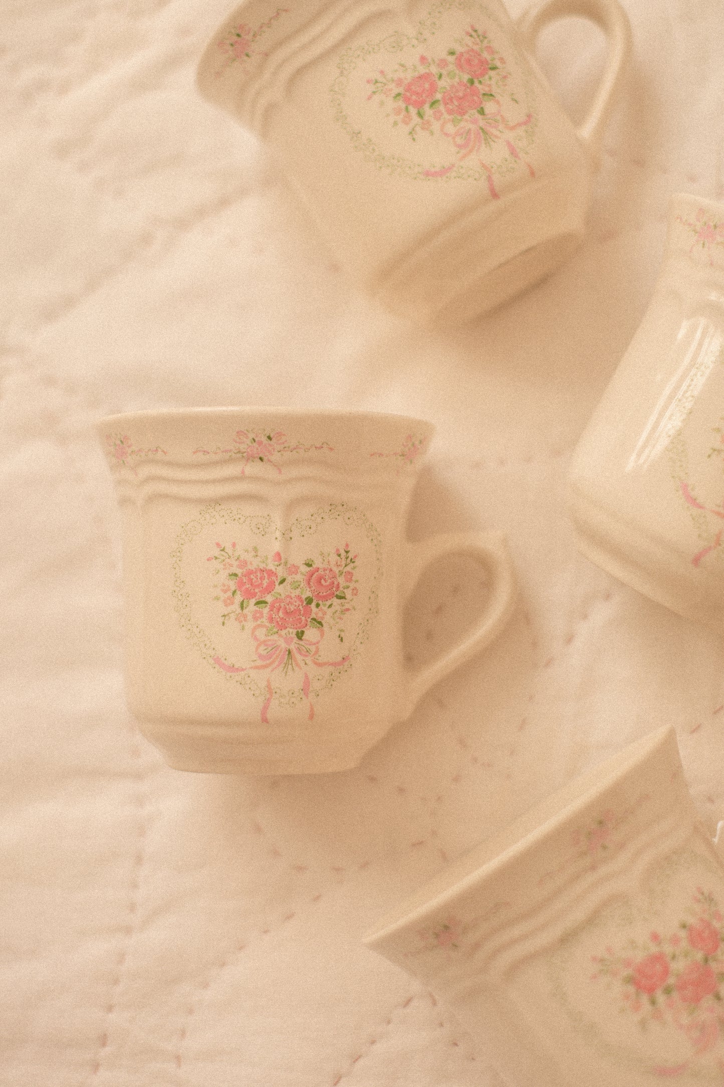 Vintage dainty floral tea cups