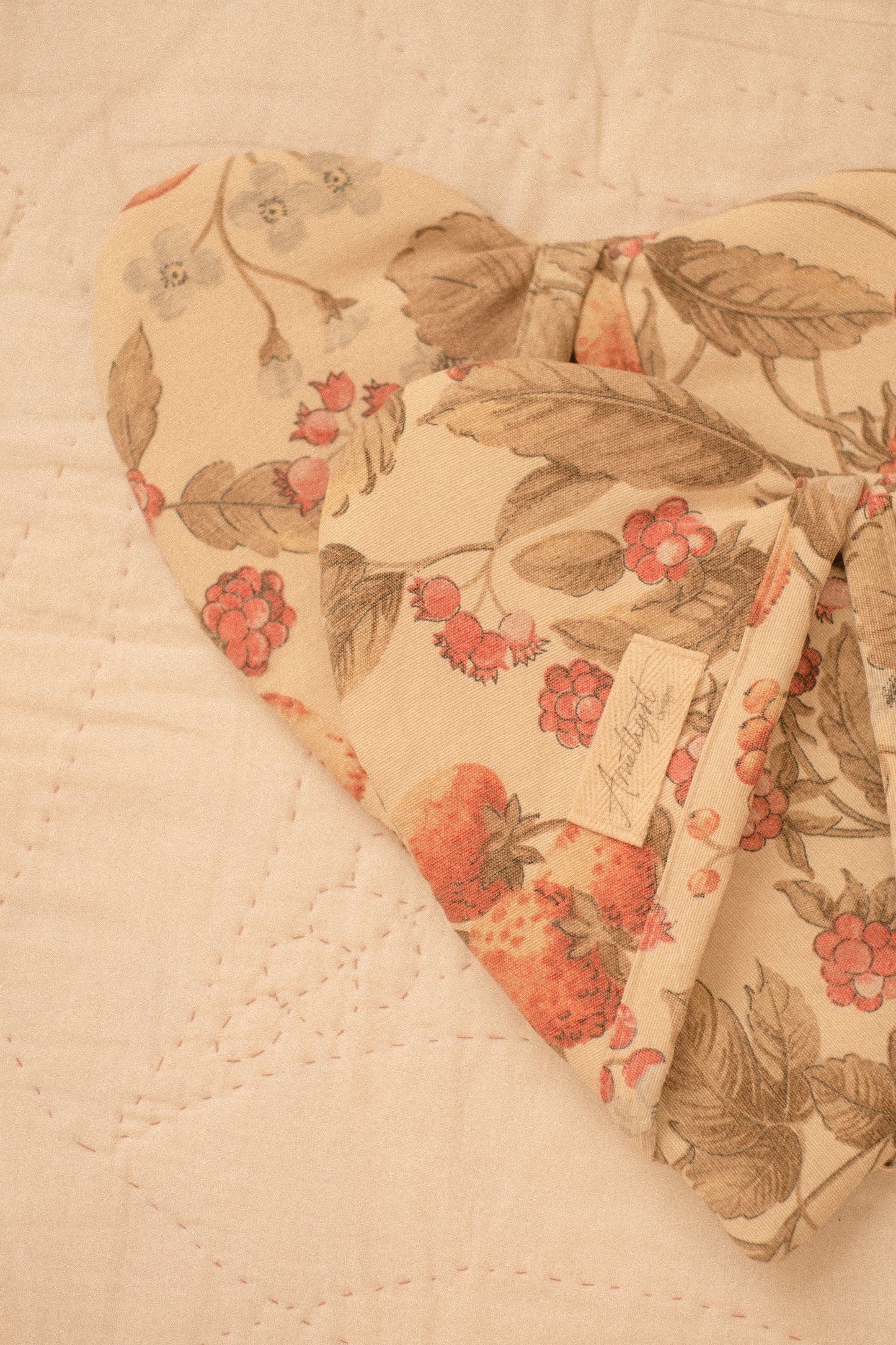 Handmade heart shaped oven mitts - fruit picking