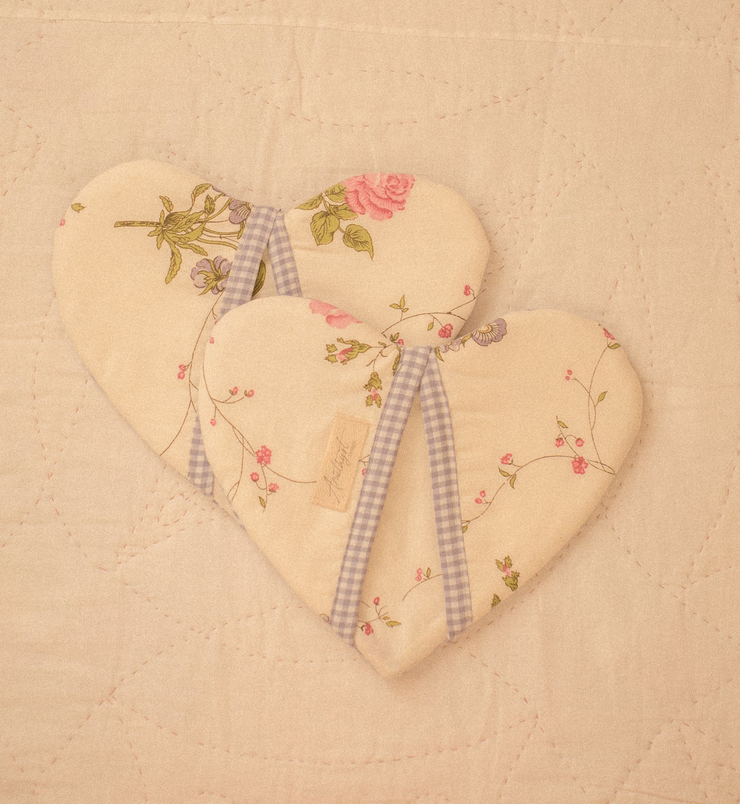 Handmade heart shaped oven mitts- viola