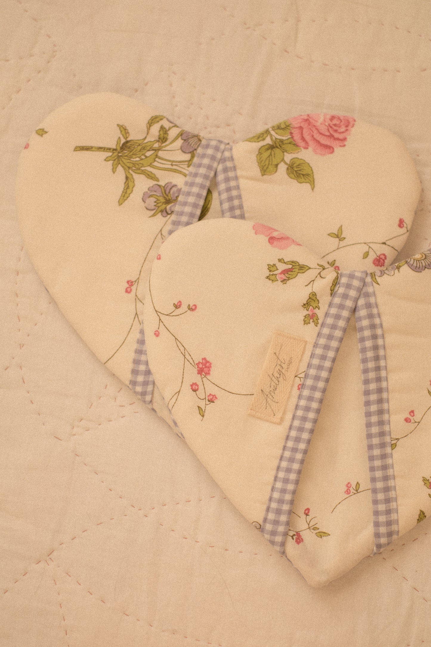 Handmade heart shaped oven mitts- viola